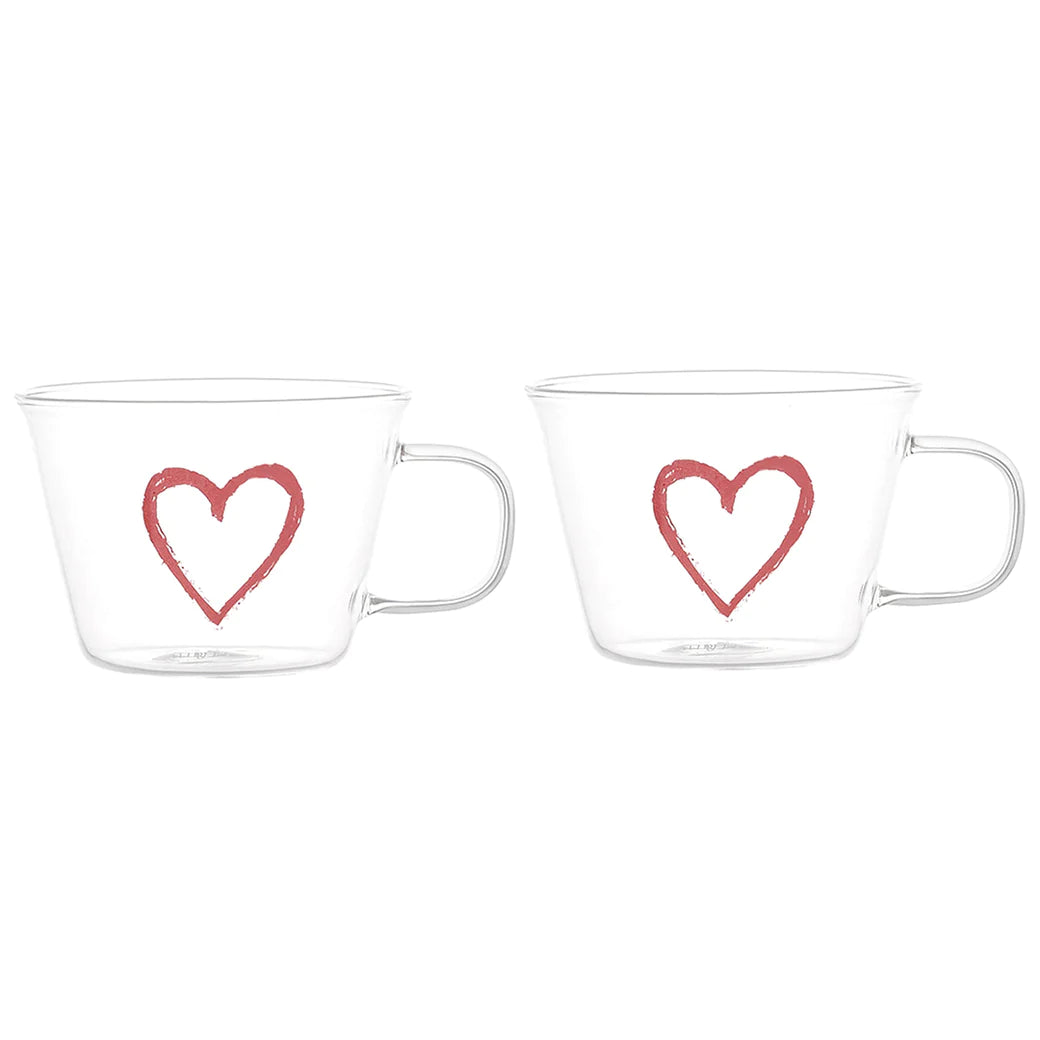 Set 2 tazze colazione Cuore Graffiti rosso