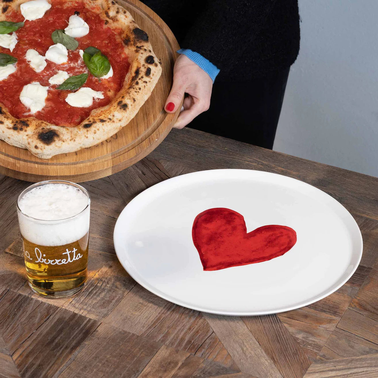 Piatto pizza Cuore acquerello