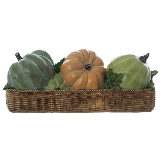 Decorazione cestino con zucche
