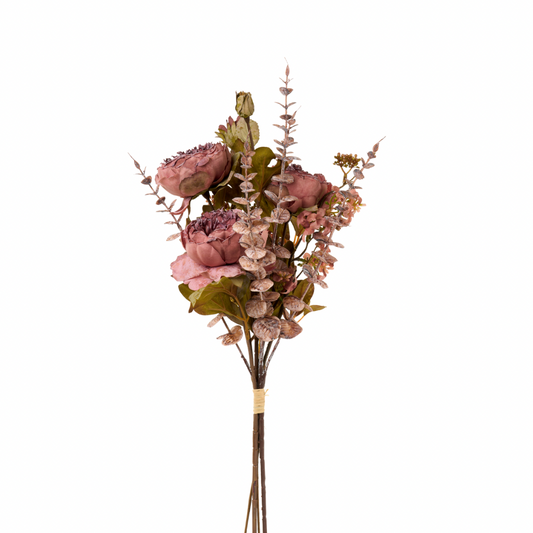 Mazzo fiori e peonie rosa antico
