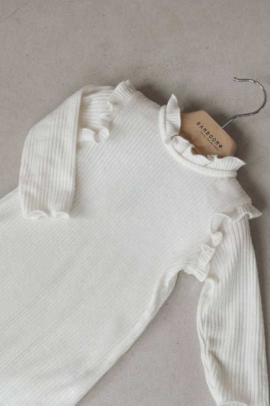 Tutina a costine bimba - Off White