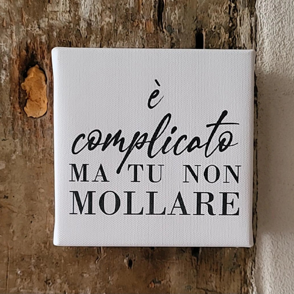 Tela “E' complicato ma tu non mollare”