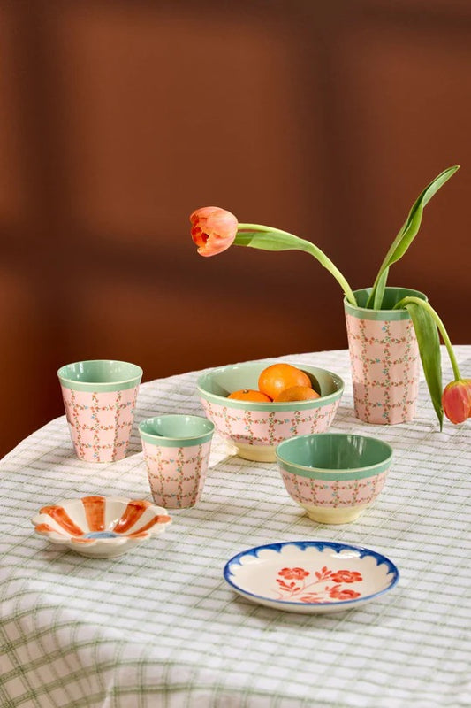 Bicchiere Melamina - Crema - Checkered Stencil Print