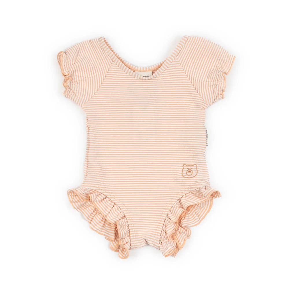Costume da bagno con spalle coperte - Pink stripes bear