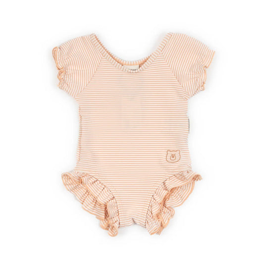 Costume da bagno con spalle coperte - Pink stripes bear
