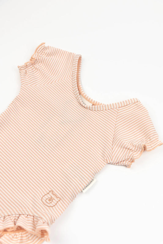 Costume da bagno con spalle coperte - Pink stripes bear