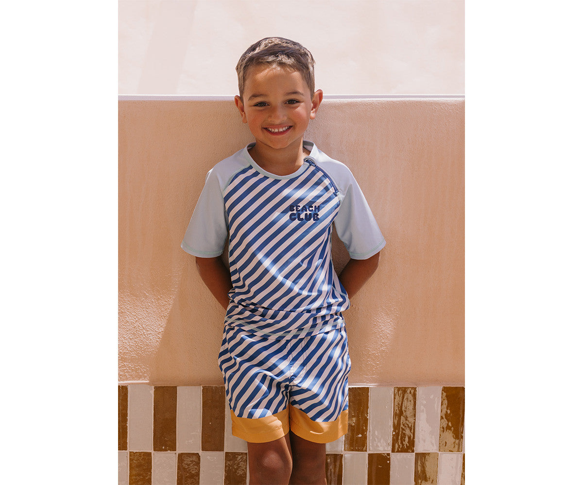 T-Shirt Nuoto Protezione Solare - Stripes Blues & Beyond