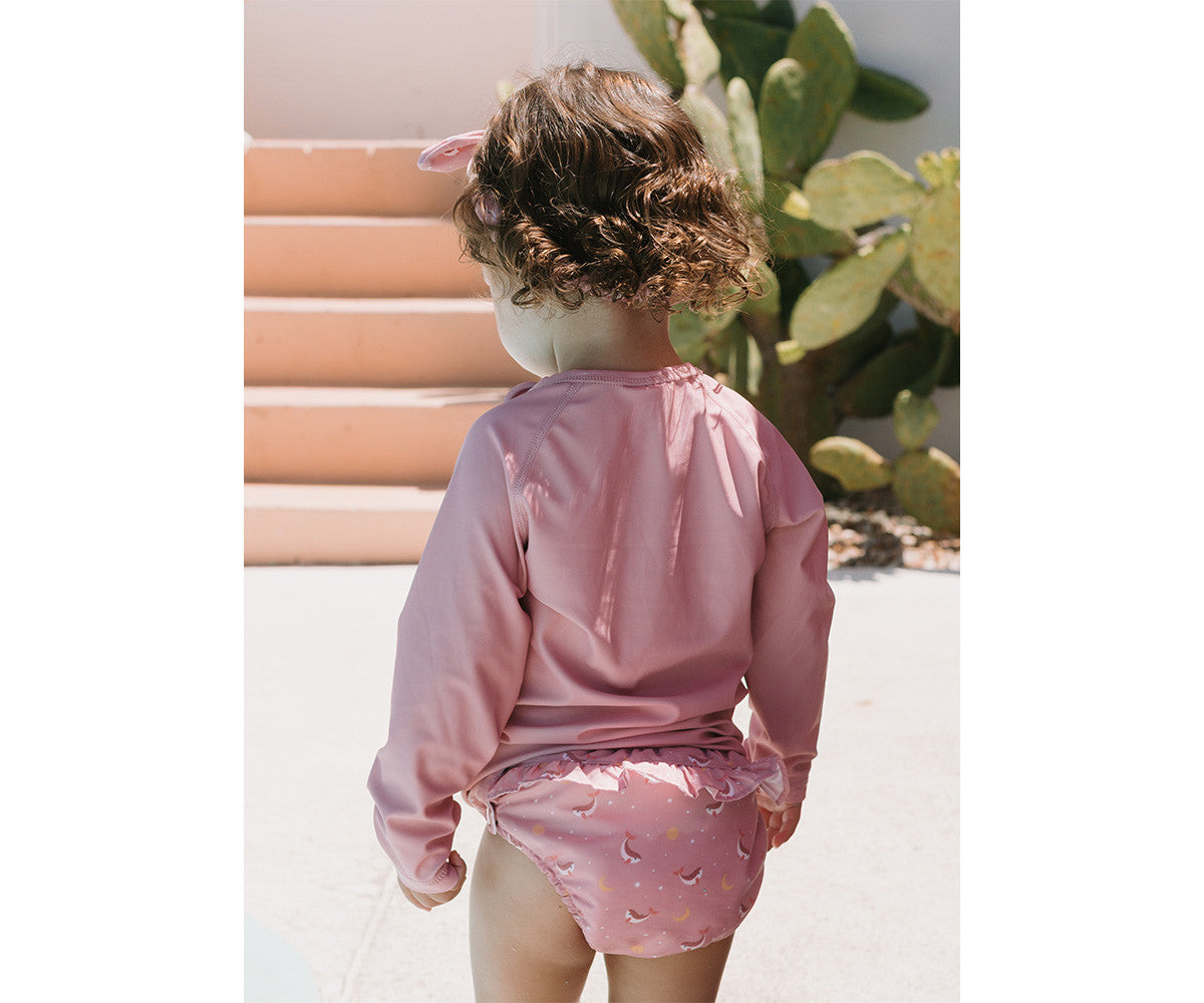 Costume Contenitivo Volanti - Pink Whale - 6/12M