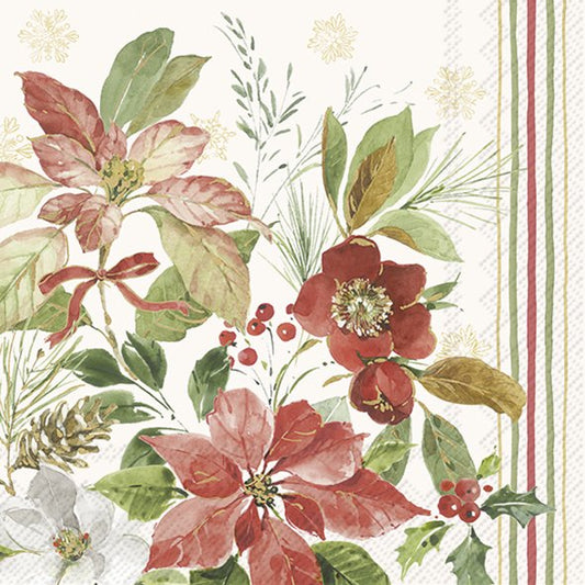 Tovaglioli in carta "Poinsettia Bouquet" cream