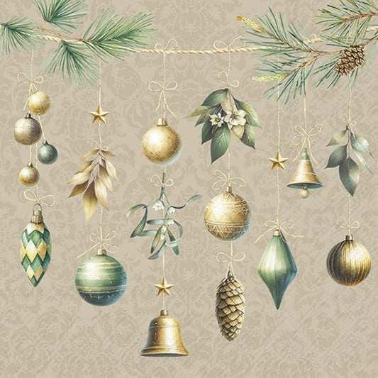 Tovaglioli in carta "Christmas Decorations" light brown