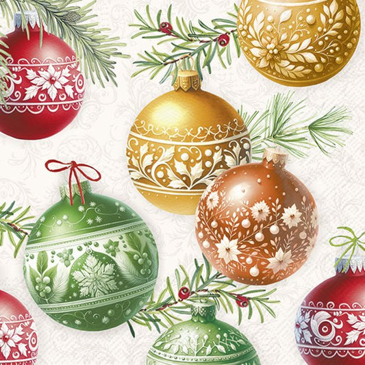 Tovaglioli in carta "Christmas Bubbles" cream