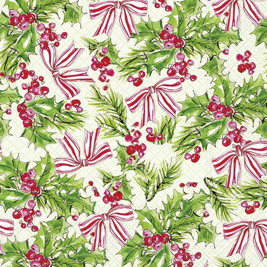 Tovaglioli in carta "Pink Holly" green