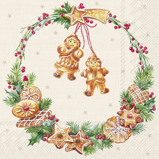 Tovaglioli in carta "Cookie Wreath" cream