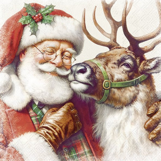 Tovaglioli in carta "Santa's Best Friend" cream