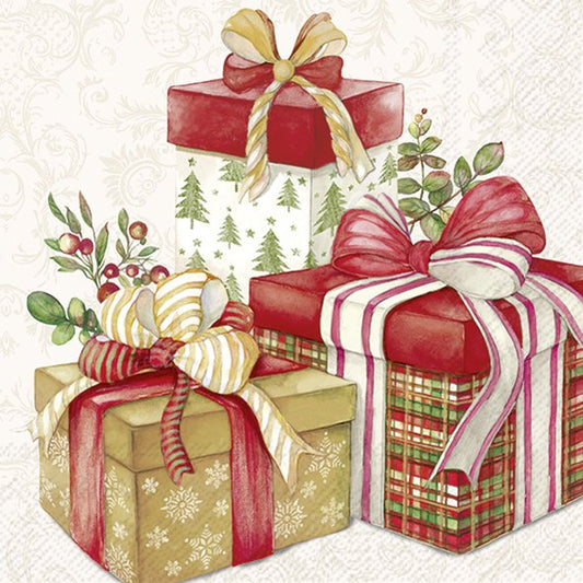 Tovaglioli in carta "Presents From Santa" cream