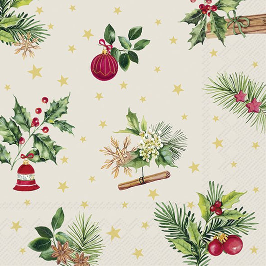 Tovaglioli in carta "Christmas Elements" cream