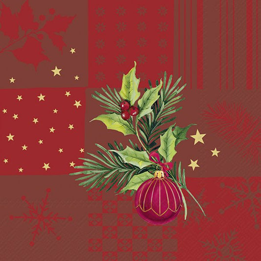 Tovaglioli in carta "Christmas Elements Squares" red