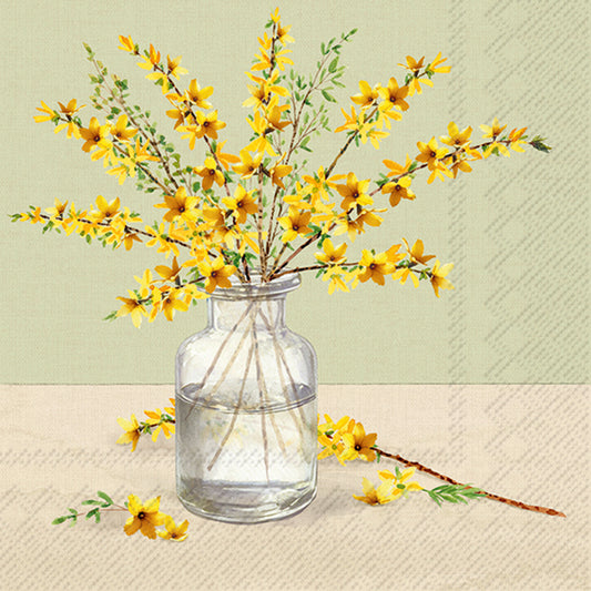 Tovaglioli in carta "Forsythia branch” light green