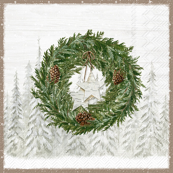 Tovaglioli in carta "Nordic winter wreath” light brown