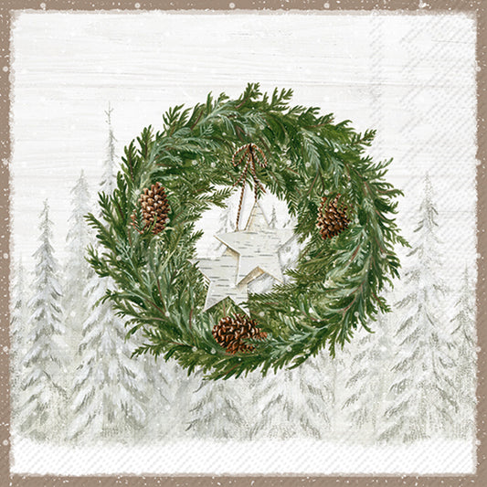 Tovaglioli in carta "Nordic winter wreath” light brown