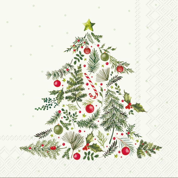 Tovaglioli in carta "Christmas branches tree” light green