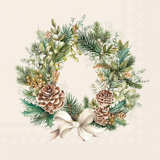 Tovaglioli in carta "Wreath of the forest” cream