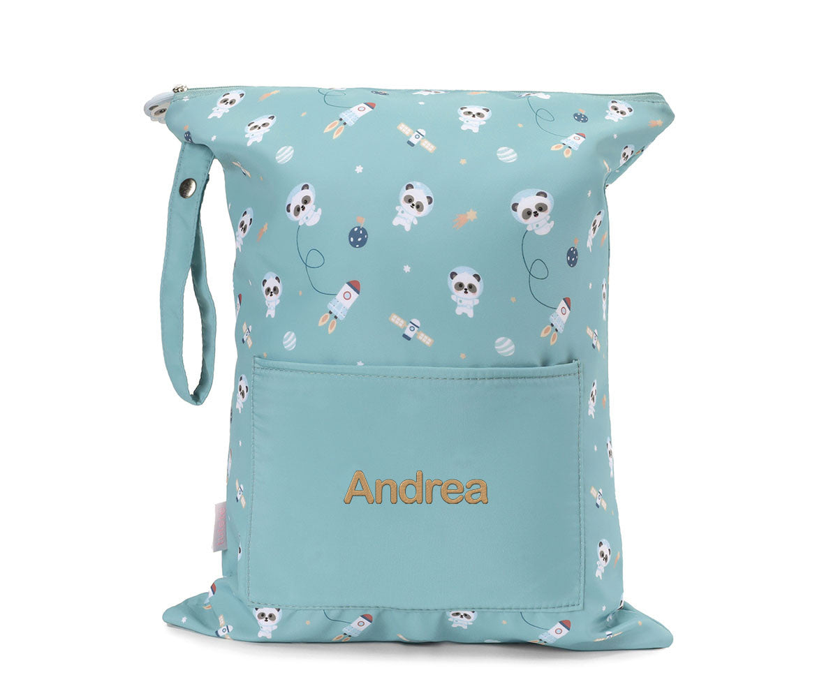 Borsa impermeabile Grande Pandas in Space Personalizzabile