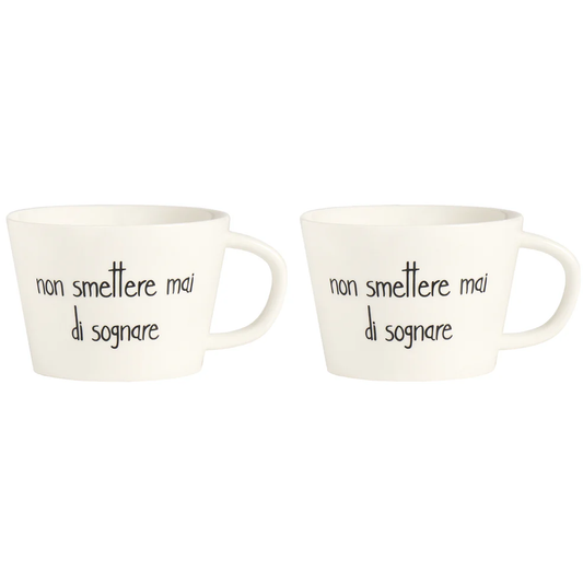 Set 2 tazze colazione Non smettere mai di sognare