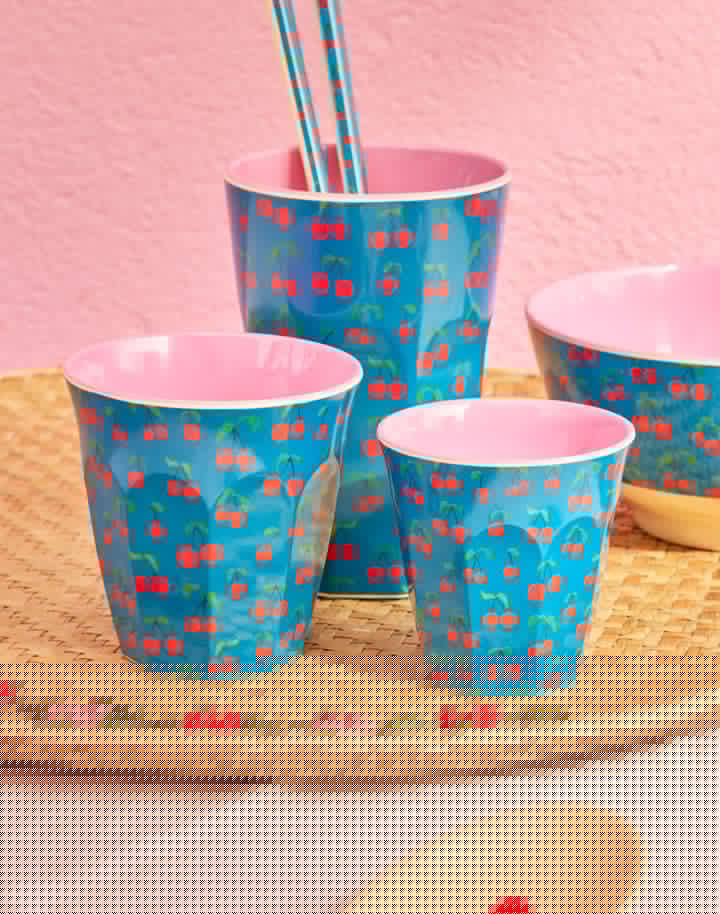 Bicchiere Melamina - Blu - Cherry Love Print