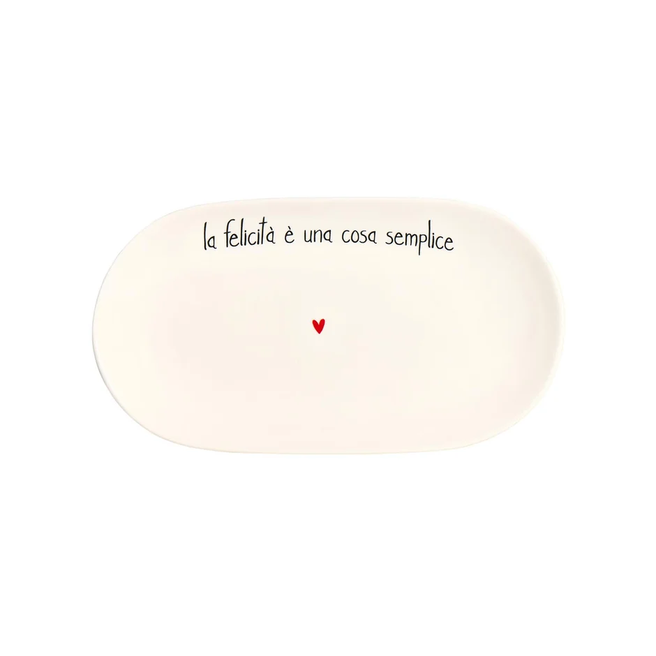 Piatto ovale fondo La felicità è una cosa semplice