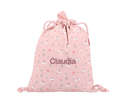 Sacca-zaino Tela Blossom Birds Personalizzabile