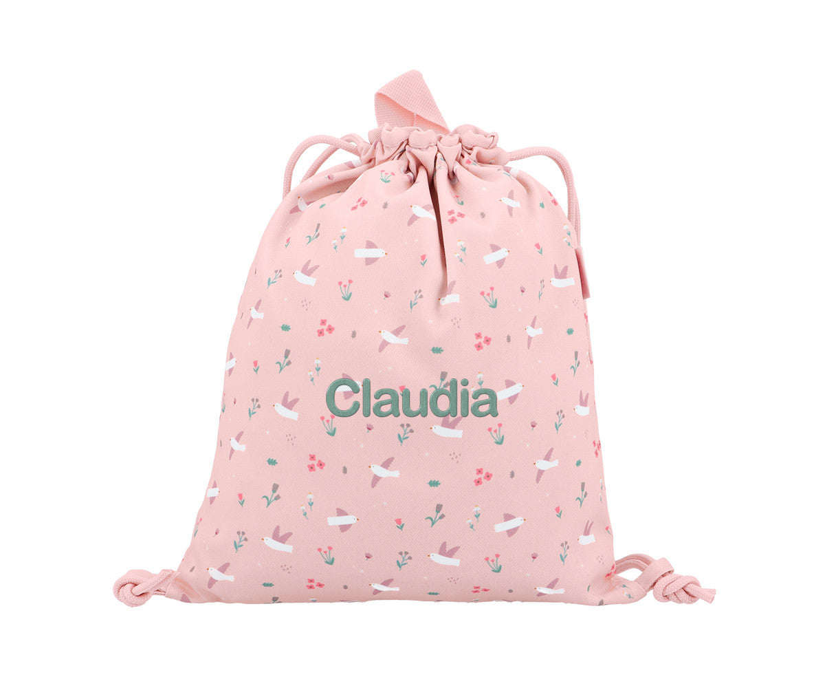 Sacca-zaino Tela Blossom Birds Personalizzabile