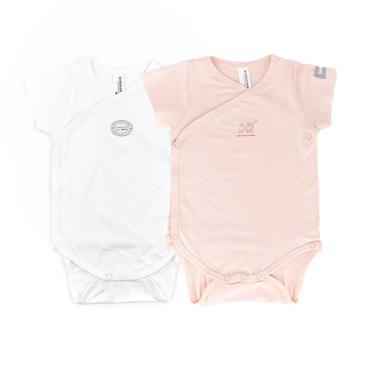 Confezione Body maniche corte- 2pc - Bianco e Rosa