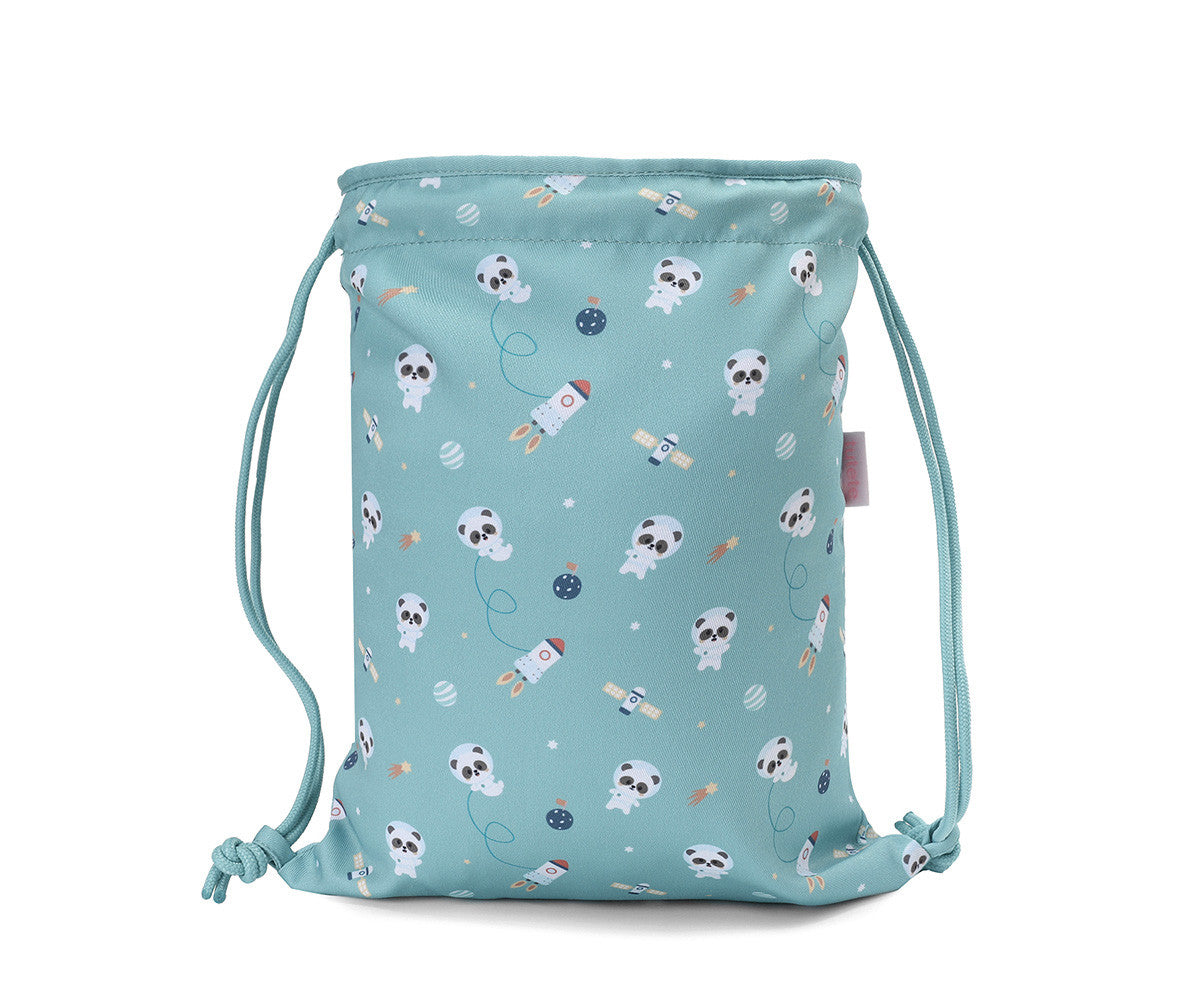 Sacca-zaino Tela Pandas in Space Personalizzabile