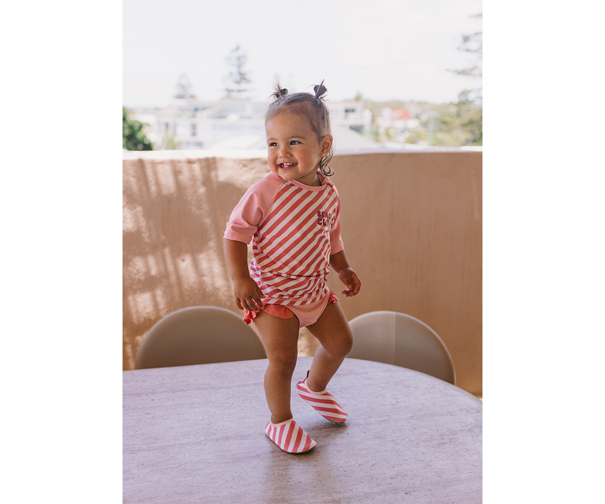 T-Shirt Nuoto Protezione Solare - Stripes Bloom & Blush