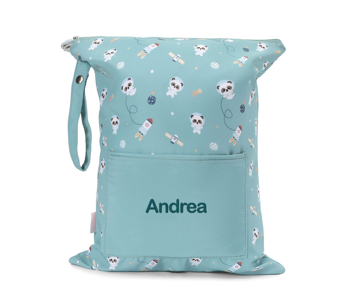 Borsa impermeabile Grande Pandas in Space Personalizzabile