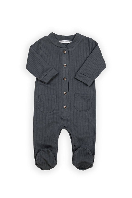 Tutina Bimbo con piedi e bottoncini davanti - Midnight Blu