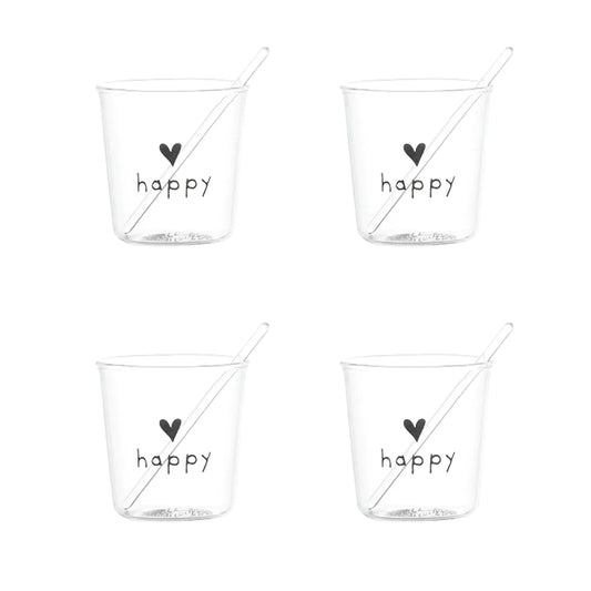 Set 4 bicchieri espresso Happy nero