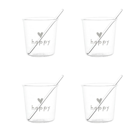 Set 4 bicchieri espresso  Happy bianco